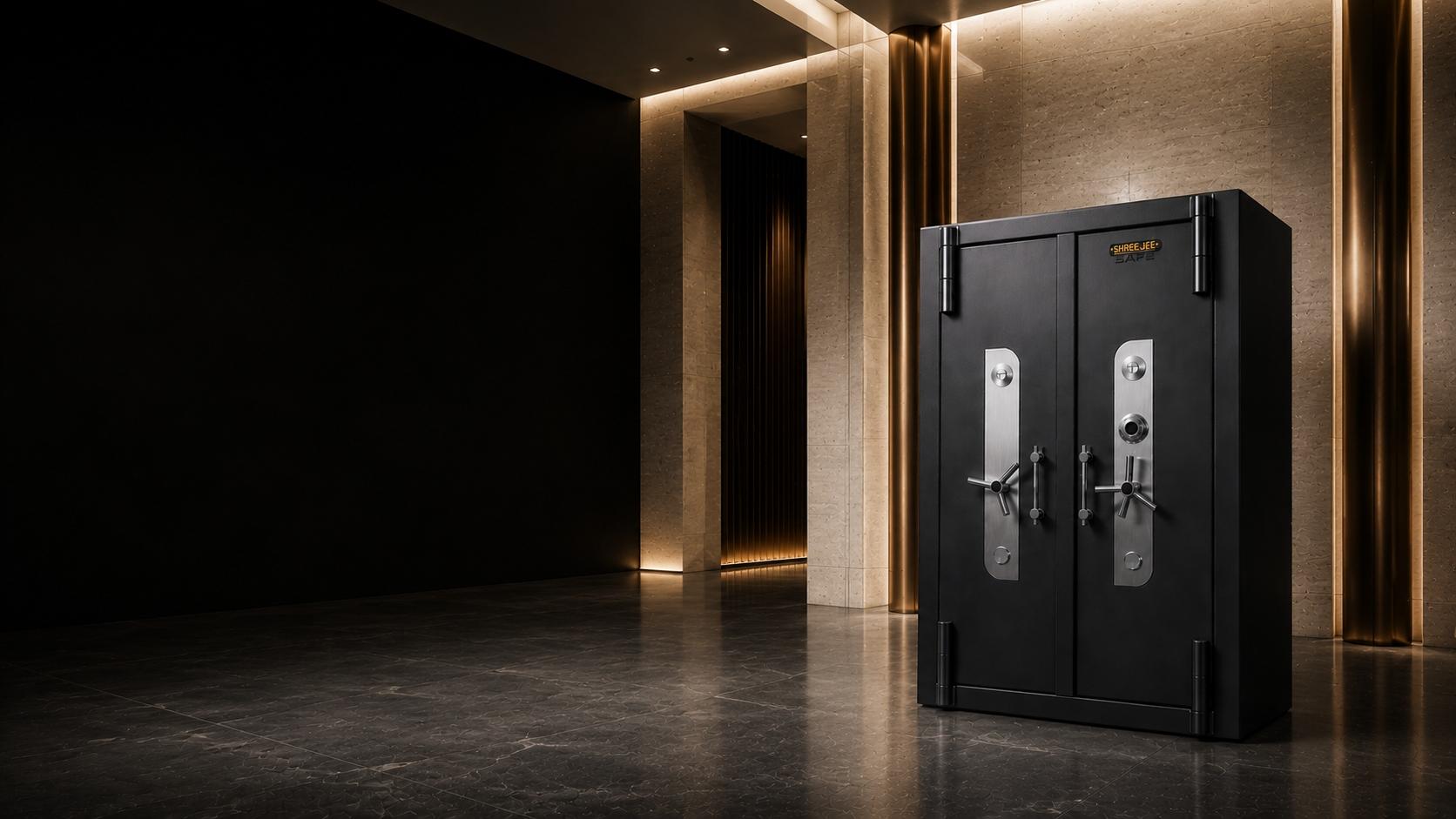 Custom dual-door security locker manufactured in-house at ShreeJee Safe's Gondal facility
