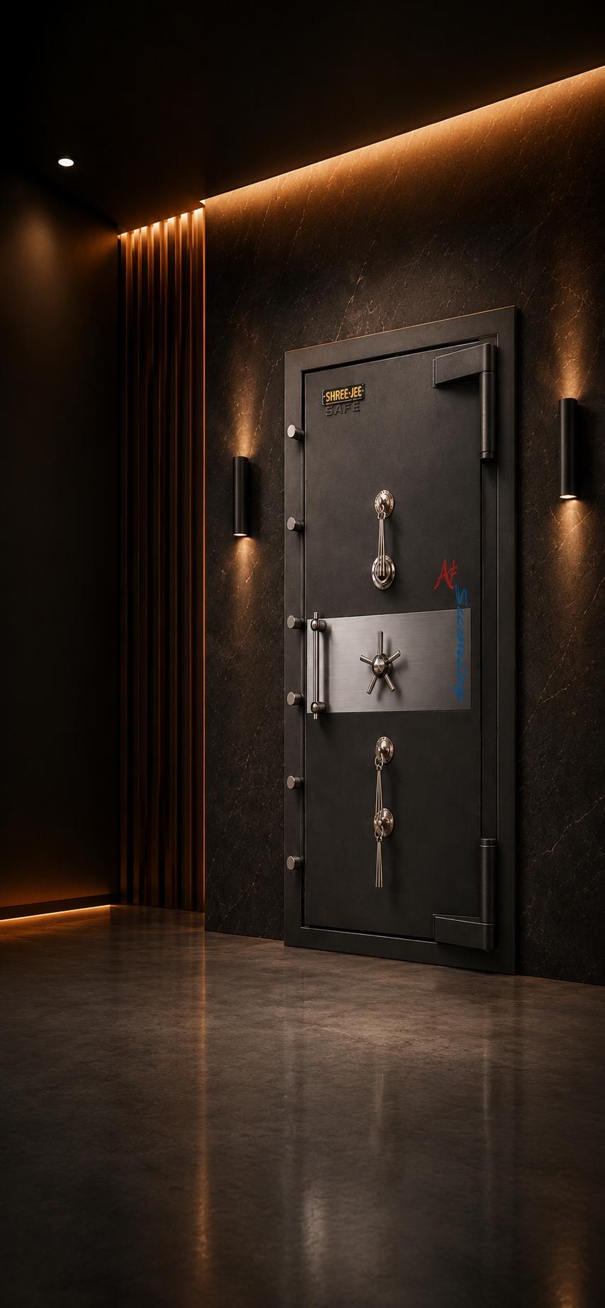 Fire and burglar resistant strong room door built by ShreeJee Safe