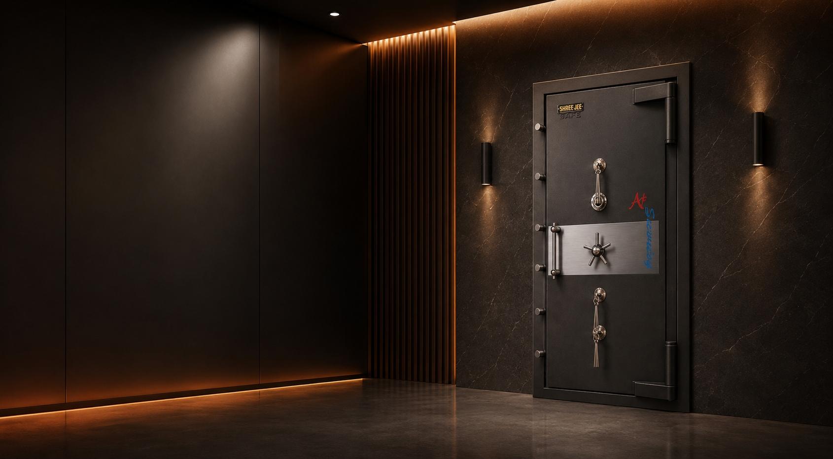 Fire and burglar resistant strong room door built by ShreeJee Safe